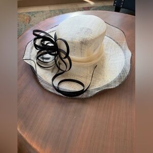 Plaza Suite Elegant Ivory and Black Women's Dress Hat